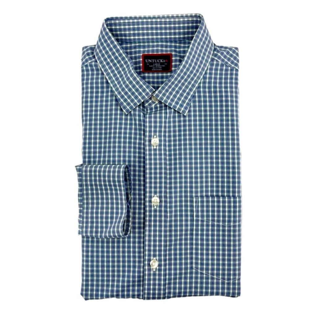 Untuckit Mens Button Down Shirt Blue Long Sleeve Large 10431